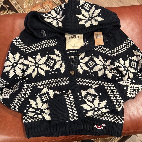 Hollister sweater, work women's large blue and white - Picture 1 of 4